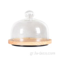 Crystal Round Coast Acacia Cake Dome και Board